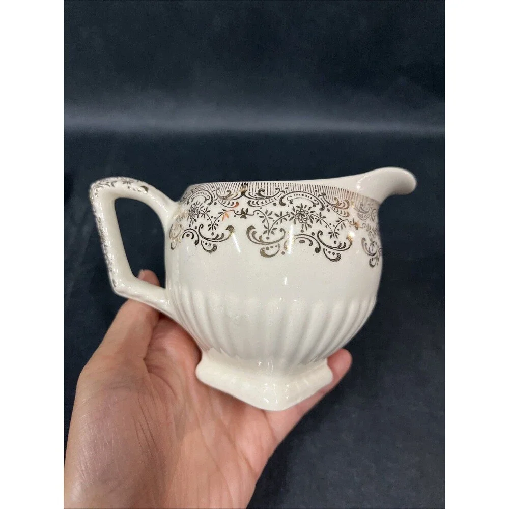 VTG Royal National Brotherhood Operative Potters # 5265 22k Gold Creamer & Plate